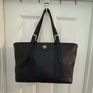 Authentic Tory Burch Black Leather Tote Bag